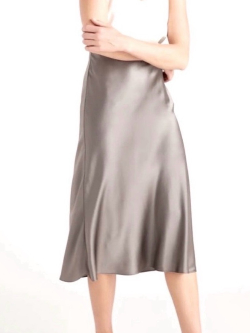Quince 100% silk midi skirt washable and elastic waist Medium